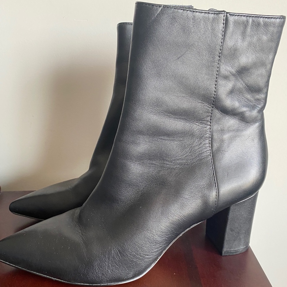 J CREW Black Leather ANKLE High Heel Boots 9